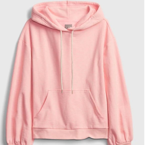 LADIES PINK HOODIE SWEATSHIRT Pink Super Soft Balloon Sleeve Medium Women Teen - Picture 4 of 4